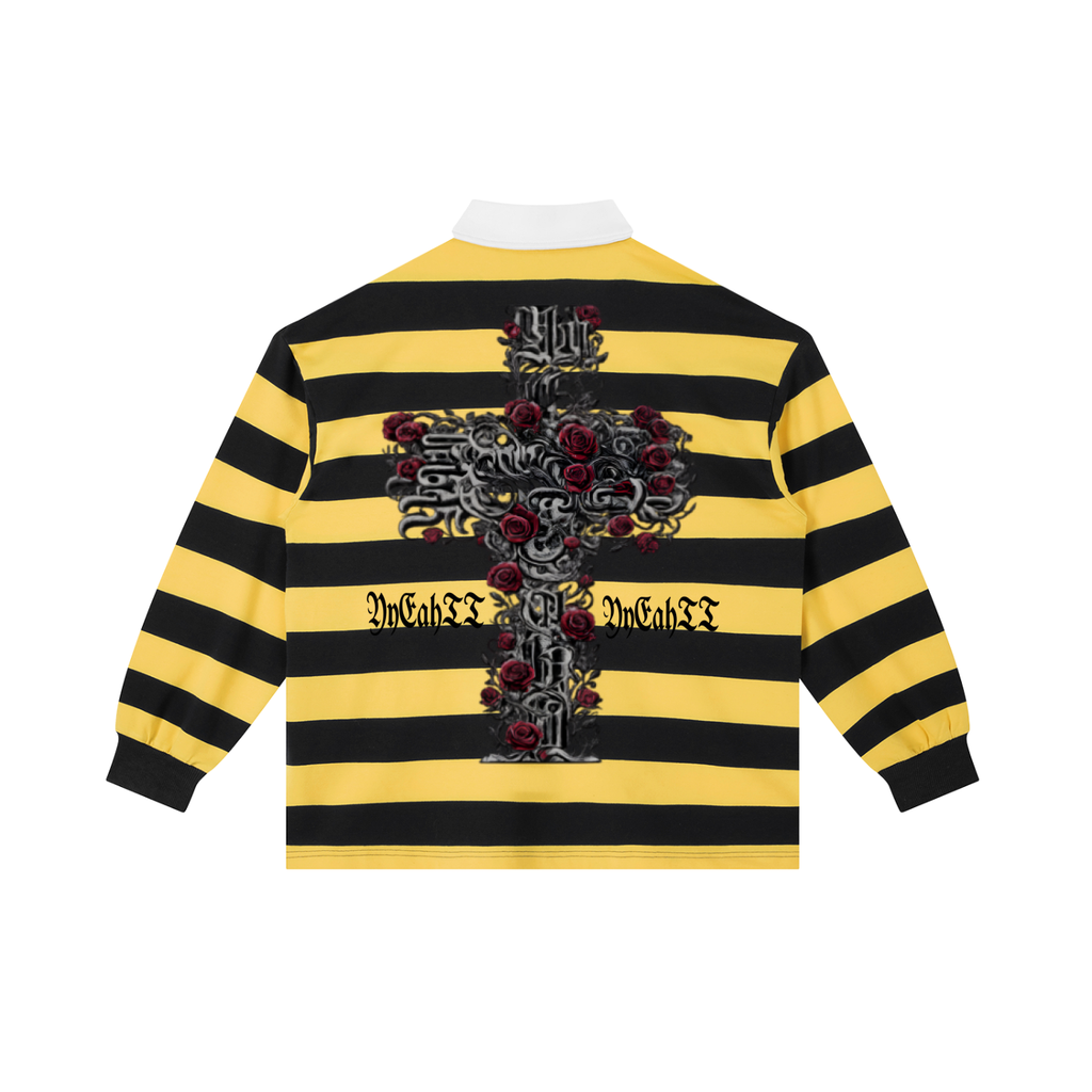 One Man Army Yellow and black Stripe Polo Shirt