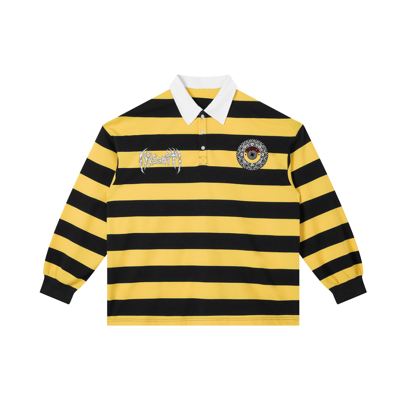 One Man Army Yellow and black Stripe Polo Shirt