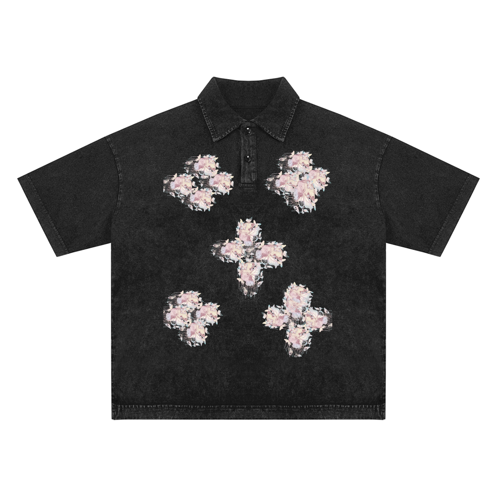 One Man Army Flower Polo T-Shirt